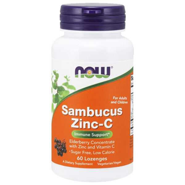 NOW Foods Sambucus Zinc-C Бузина Витамин C 60 леденцов