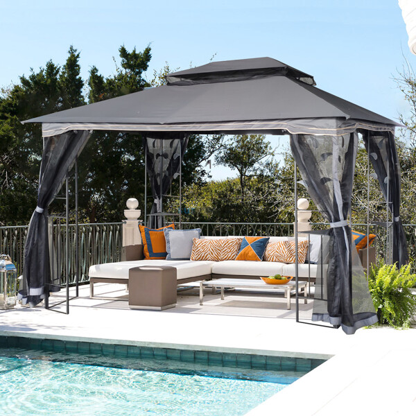 Tent With Ventilated Double Roof And Mosquito Net,gray Top