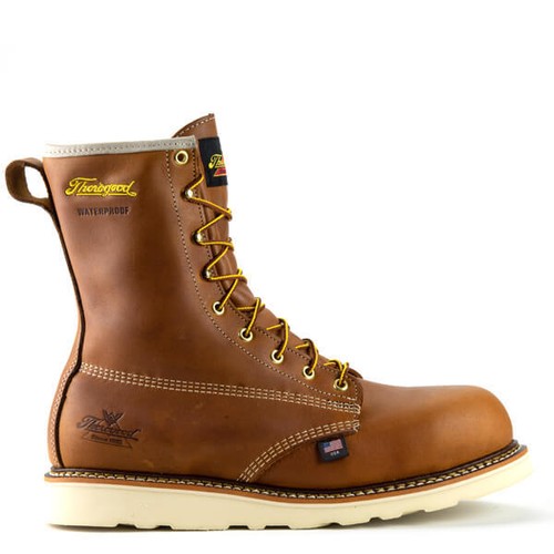 Pre-owned Thorogood Men's 8'' Wedge Composite Toe Waterproof Work Boot 804-4210 In Brown