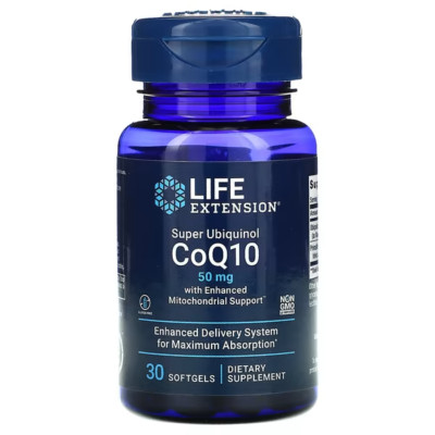 Life Extension, Super Ubiquinol CoQ10 with Enhanced Mitochondrial 50 mg, 30 sg.