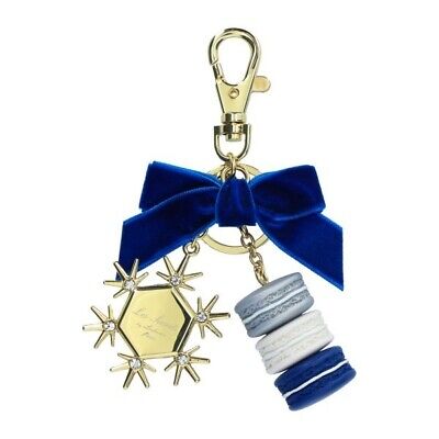 LADUREE Paris Key Chain Ring Macarons Snow Crystal Velvet Ribbon Limited Edition