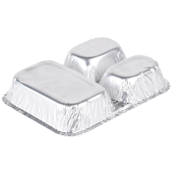 Disposable Aluminum Three Compartment oblong Foil Tray with Aluminum Lid
