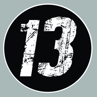 NUMERO TREIZE #13 CHANCE NOIR & BLANC 12cm AUTOCOLLANT STICKER TB018X