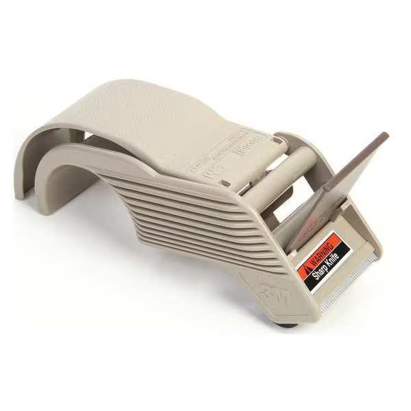 Scotch Tape Dispenser 2 Inch Heavy Duty Plastic Gray Ribbed Handle 3 in Core