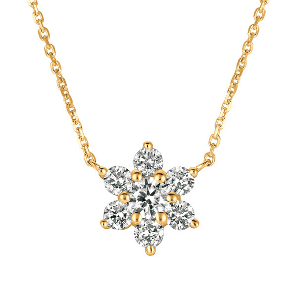 Pre-owned Morris 1.00 Carat Natural Diamond Flower Necklace 14k Rose Gold Si 18'' In Pink