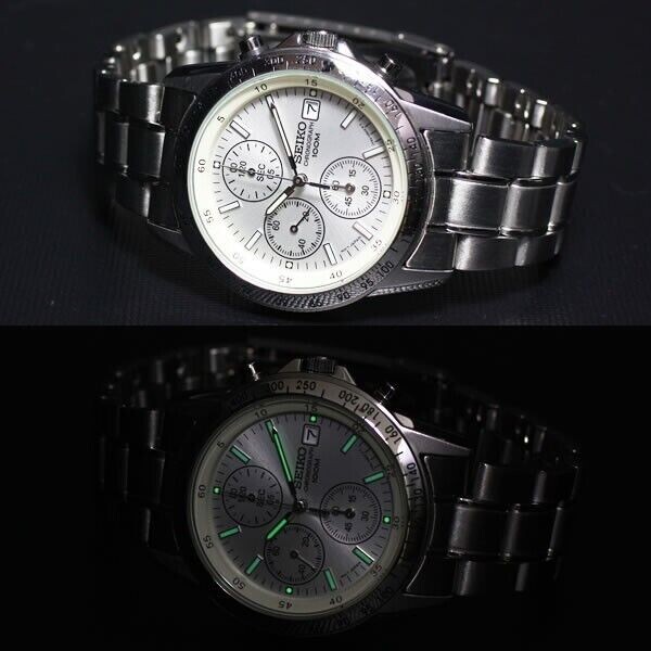 Pre-owned Seiko Snd363pc White Chronograph Overseas Model Men's Watch From Japan