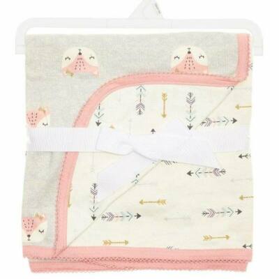 NWT Just Born Organic Cotton Pink Grey And Cream Fox Arrows 