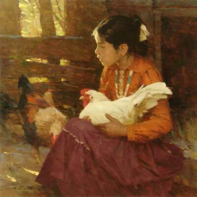 Z. S. Liang - Navajo Girl - S/N Canvas Giclee - Signed - MINT