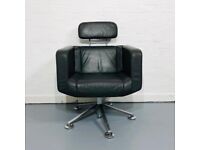 Stoll Giroflex AG Armchair With Headrest, Swivel Base, Black Real Leather RRP £969
