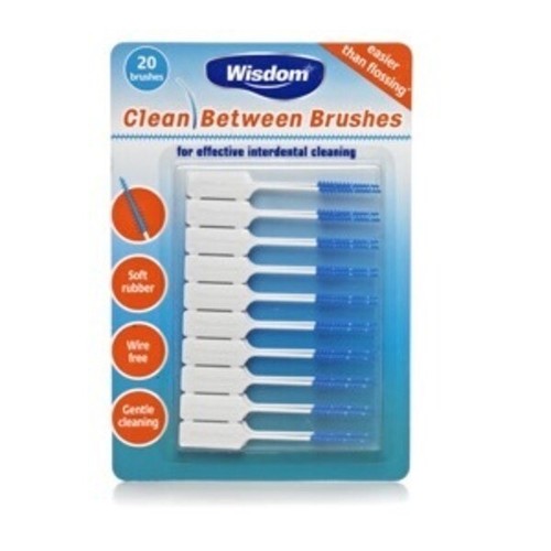 6 x Wisdom BLUE Fine Clean Between SMALL Rubber 20 Interdental Plaque