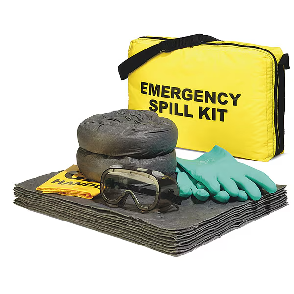 SpillTech Universal Spill Kit Bag 5gal Absorbent Pads Socks Goggles Gloves