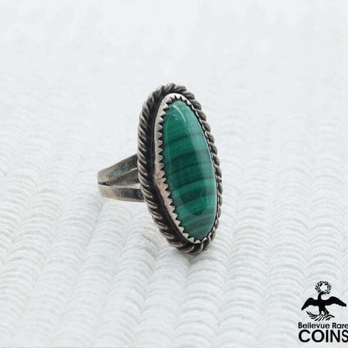 Southwestern Americana Silver & Malachite Ring