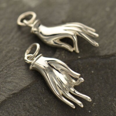 Hand Mudra Charm - Sterling Silver Meditation Healing Hinduism Buddhism Zen Yoga