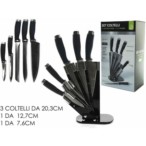 Ceppo Portacoltelli Con 5 Coltelli Stand Manico Antiscivolo Accessorio Cucina