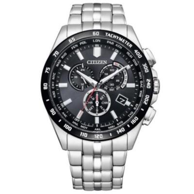 Pre-owned Citizen Collection Cb5874-90e Eco-drive Chronograph Atomic Radio Men`s Watch