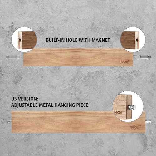 12in 30cm Magnetic Knife Strip Acacia Wood Knife Holder for All Metal Items Tool