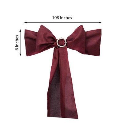 10 Burgundy Polyester CHAIR SASHES Ties Bows Wedding Party Ceremony Decorations