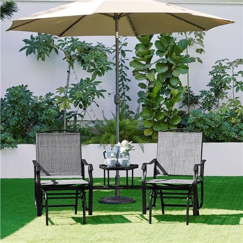 Patio/Porch Swing Glider Chair w/ Coffee Table Texteline Outdoor Rocking Chair