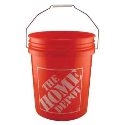 5-Gallon Bucket for Multi porpuse use - Plastic Orange Pail, Heavy Duty, Handle