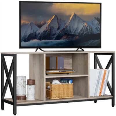 Industrial TV Stand Entertainment Center w/Open Storage Shelf for up to 55'' TVs