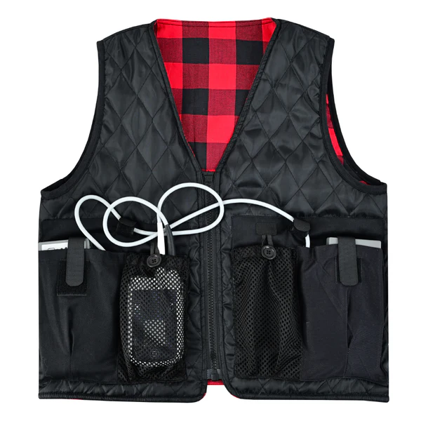 LVAD Red Flannel Vest – Stylish & Comfortable Wear for LVAD Users, Size Large