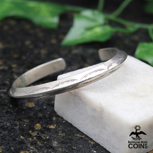 Vintage Southwestern Silver Minimalist Pattern Cuff Bracelet
