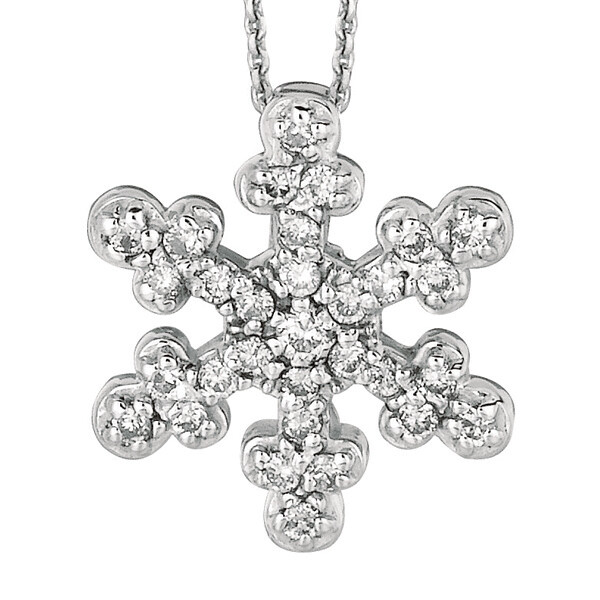 Pre-owned Morris 0.25 Carat Natural Diamond Snow Flake Necklace 14k White Gold Si 18'' Chain