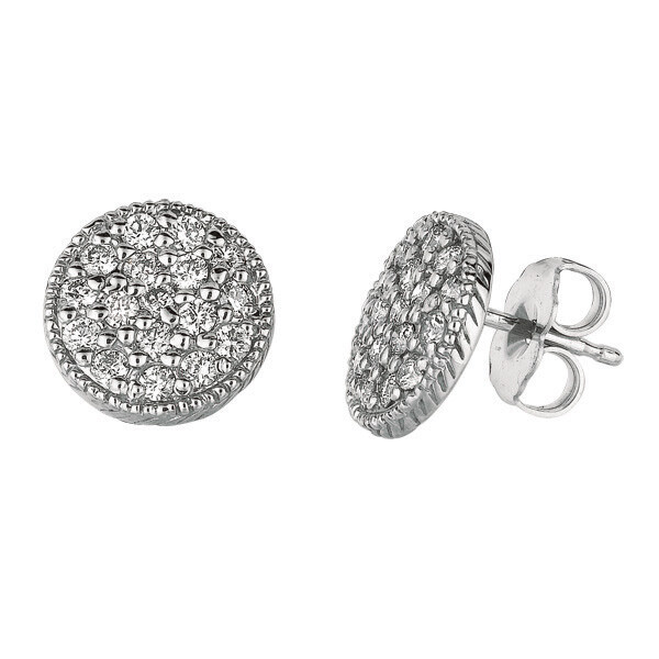 Pre-owned Morris 0.65 Carat Natural Diamond Pave Earrings Si 14k White Gold