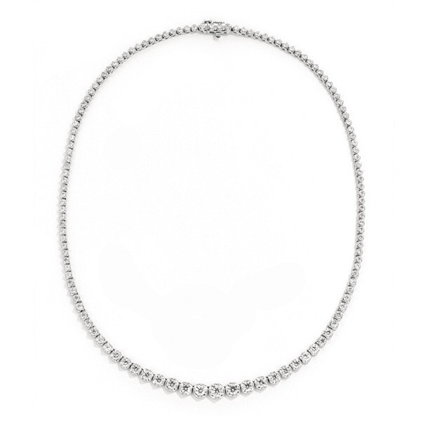 Pre-owned Morris & David 8.00 Carat Natural Diamond Tennis Graduating Necklace Si 14k White Gold 16''