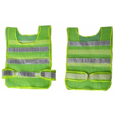 2pcs Reflective Green Traffic Security Vest Mesh Stripes Waistcoat