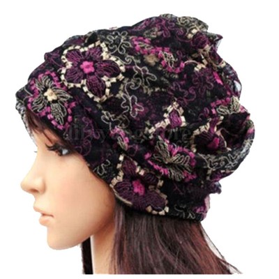 Women Lady Winter Bandana Beanie Turban  Wrap Band Lace Hat Warm ,8790