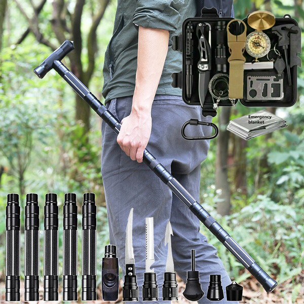 Kit Multitool Trekking Tactical Walking Stick Survival Gear