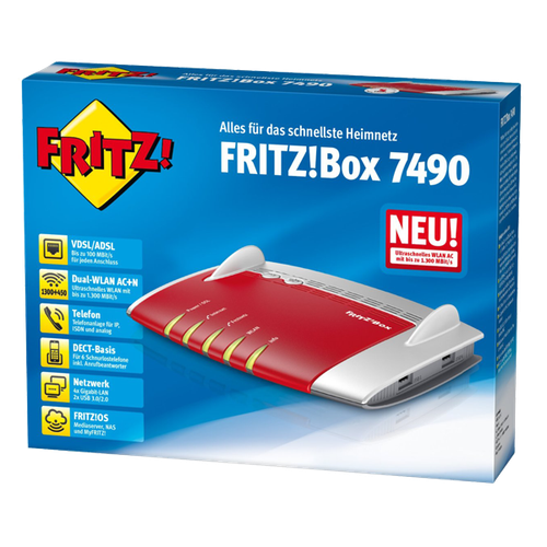 AVM FRITZbox WLAN 7490 DSL-Router VDSLADSL WLAN Media-Server NEU 