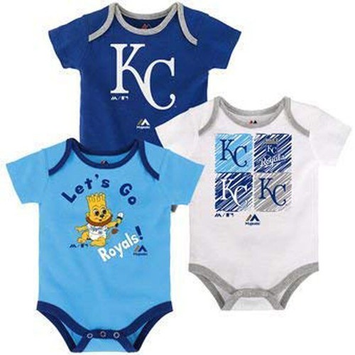 Majestic MLB Infant Kansas City Royals Go Team! Набор из трех комплектов криперов