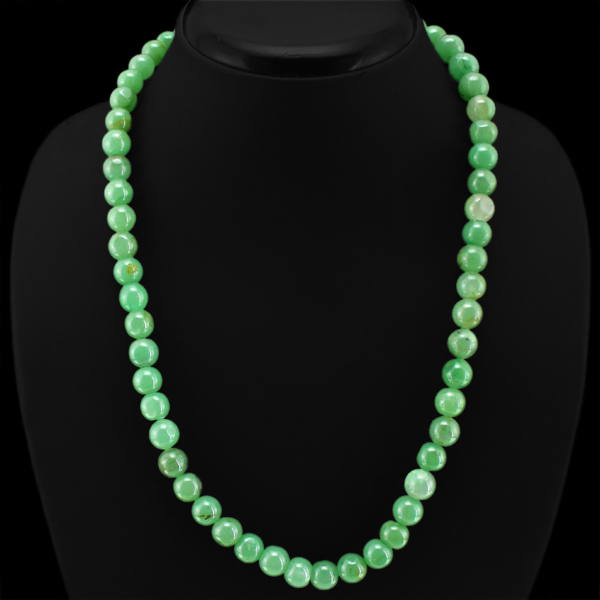 DEMANDED 318.00 CTS NATURAL UNTREATED GREEN JADE ROUND BEADS NECKLACE