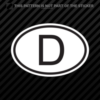 D Germany Country Code Oval Sticker Self Adhesive Vinyl german euro