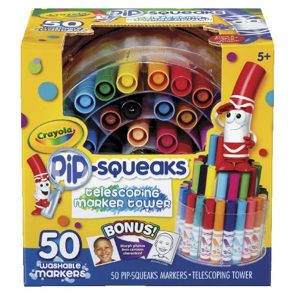 Crayola TOP Pip Squeaks Marker Tower Assorted Colors 50 Washable Markers NEW