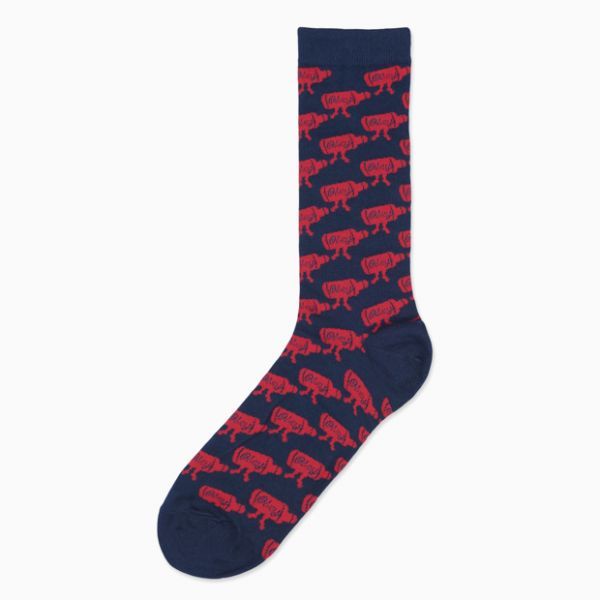 Obey WALK HOME Navy Red All Over Print Classic Tube 1 Pair Crew Men's Socks