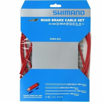 Shimano Dura-Ace 9000 Road brake cable set, Polymer coated inners, red