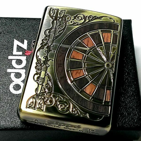 Zippo Antique Darts Double Sided Processing Gold Brass Oil
