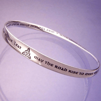 STERLING SILVER Mobius Irish Blessing Bracelet May the Road Rise to Meet You