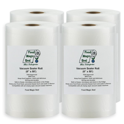 Food Magic Seal 4-6"x50' Rolls Vacuum Sealer Food Storage Bags! Great $$$ Saver!