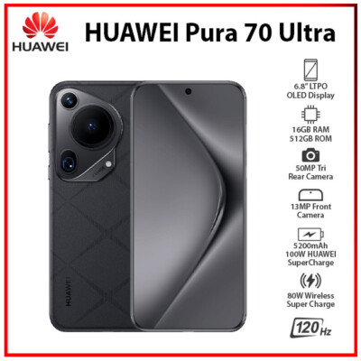 Huawei Pura 70 Ultra BLACK 16GB+512GB Dual SIM Unlocked Android Cell Phone