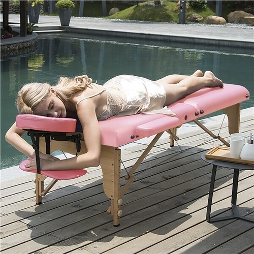 Wood Professional Massage Table Portable Salon Spa Lash Bed Therapy Table 2 Fold