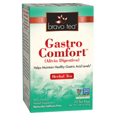 Bravo Tea Gastro Comfort Herbal Supplement Caffeine Free Tea Bags 20 Count