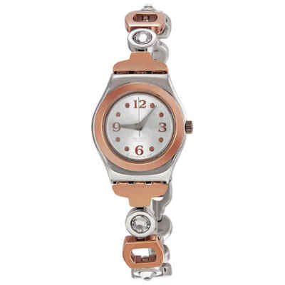 Женские двухцветные часы Swatch Irony Lady Passion с серебряным циферблатом YSS234G