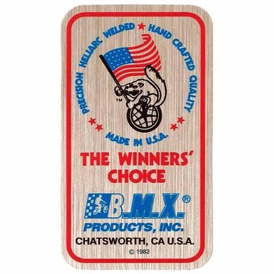 Mongoose - 1982 Flag waving brushed seat tube decal - Old school bmx