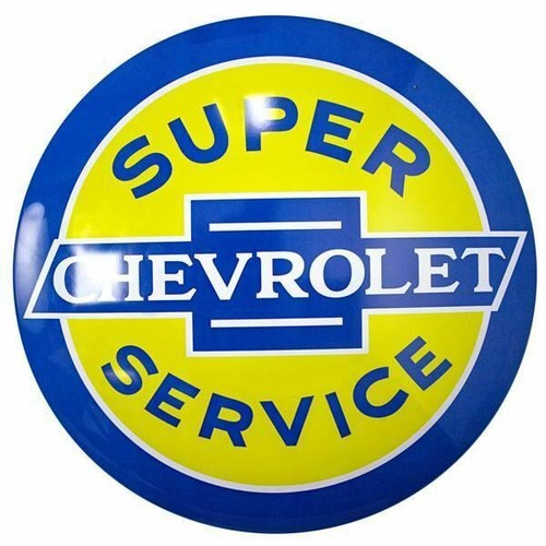 Chevrolet Super Service 15.5" Licensed Domed Metal Sign - Bar, Man Cave, Garage