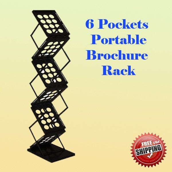 6 Pocket Literature Magazine Catalog Brochure Rack Holder Portable Trade (used)