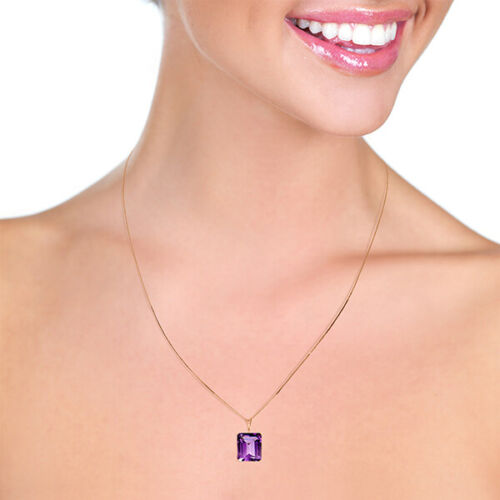 Pre-owned Galaxy Gold Products 6.5 Carat 14k Solid Rose Gold Necklace Octagon Purple Amethyst